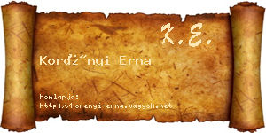 Korényi Erna névjegykártya